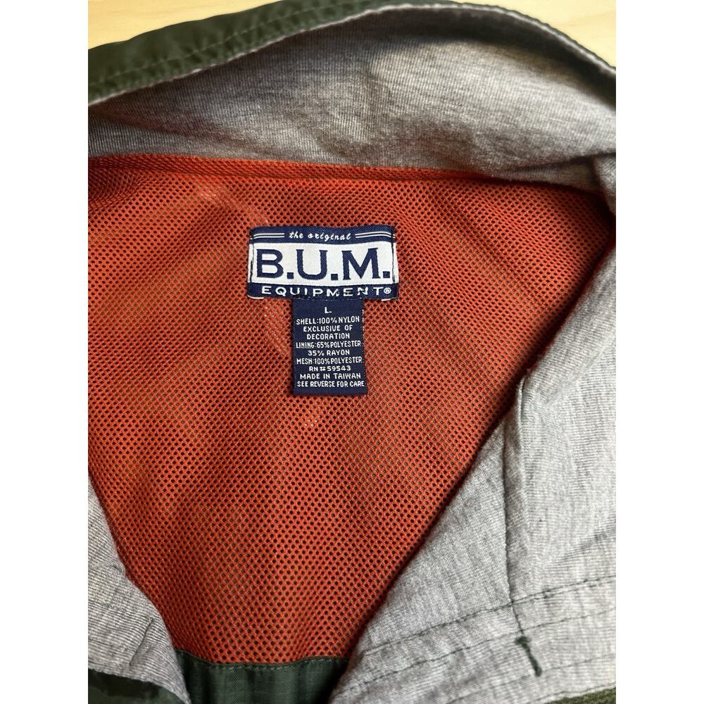 B.U.M. Equipment Green Vest Size Men’s L Windbreaker Pocketed Hiking Zip Up 90’s - Picture 9 of 10